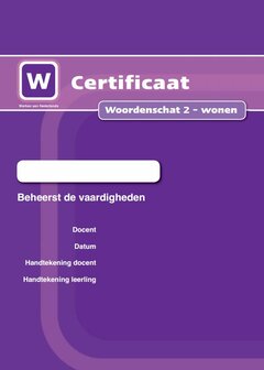 1P Woordenschat 2 - wonen - Certificaat