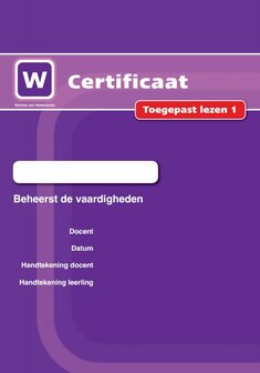 1P Toegepast lezen 1 - Certificaat 