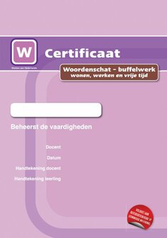 1F - Woordenschat buffelwerk - wonen, werken en vrije tijd -Certificaat 